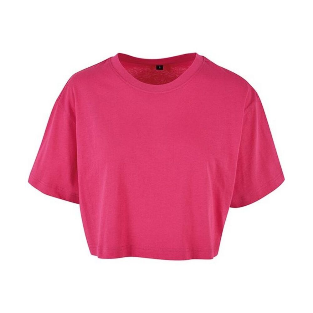 Build Your Brand Womens/Ladies Oversized Short-Sleeved Crop Top / Hibiscus Pink